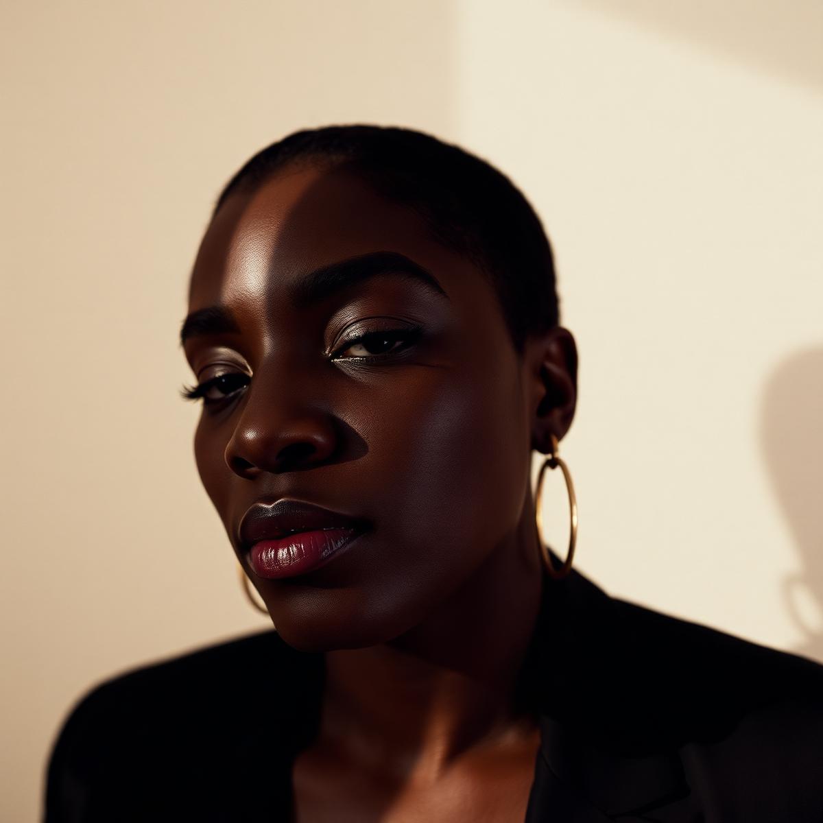 Close-up editorial portrait in natural light