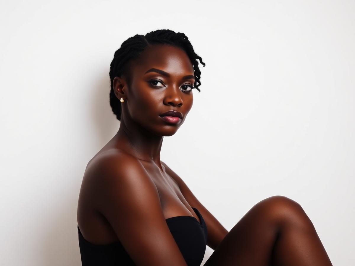 Studio portrait session against a white wall